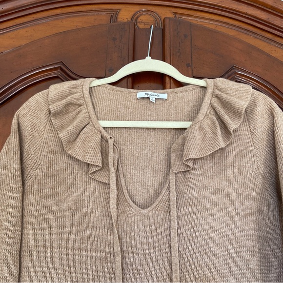 Madewell Tie-Neck Ruffle Pullover Sweater | Size Small - Picture 6 of 11